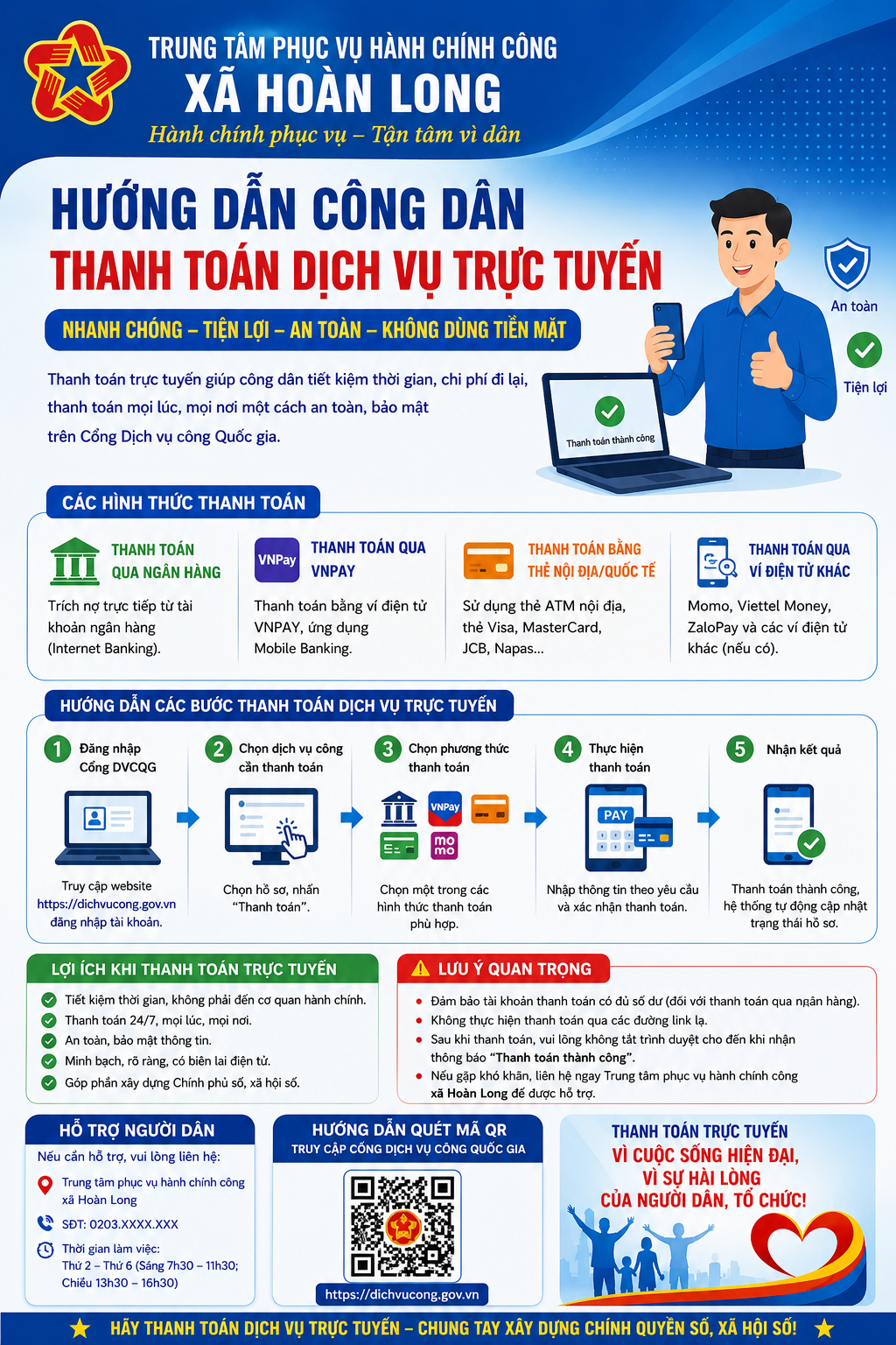 XÃ HOÀN LONG ĐẨY MẠNH THANH TOÁN TRỰC TUYẾN TRONG GIẢI QUYẾT THỦ TỤC HÀNH CHÍNH