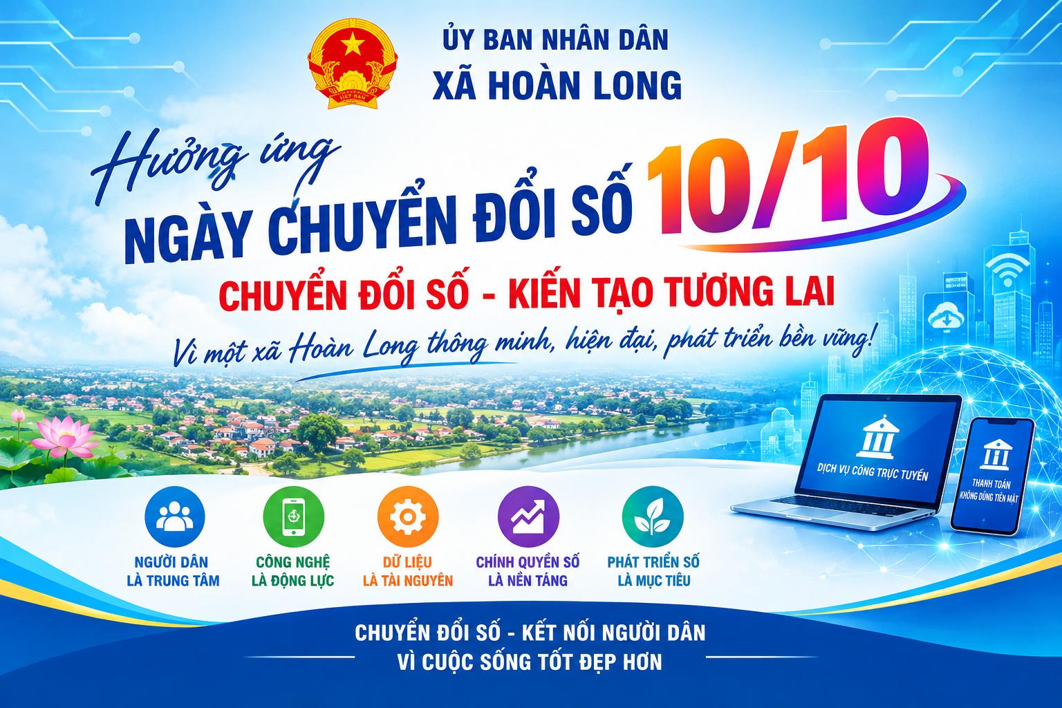 XÃ HOÀN LONG HƯỞNG ỨNG NGÀY CHUYỂN ĐỔI SỐ QUỐC GIA 10/10: NÂNG CAO HIỆU QUẢ QUẢN TRỊ CHÍNH QUYỀN VÀ PHỤC VỤ NGƯỜI DÂN